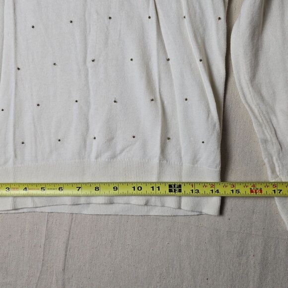 Banana Republic XS White Scoopneck Pullover Sweater Gold-Toned Popcorn Thread - Picture 4 of 11
